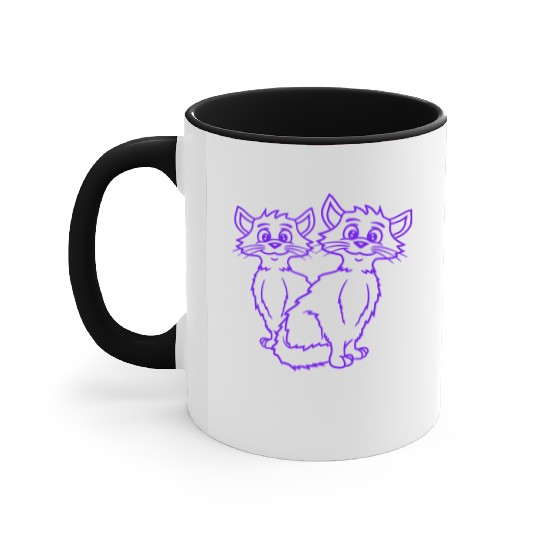 Two Happy Cats 2 Friends Love Couple Kitten Team Accent Mugs