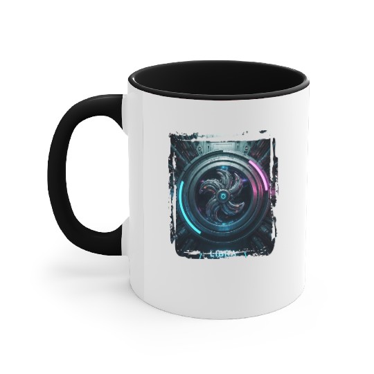 Zodiac sign Libra in cyberpunk era Future Accent Mugs