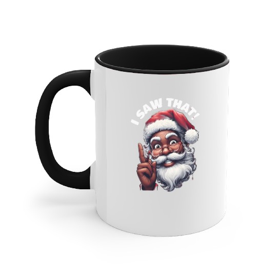 Santa's Watching Festive African American Santa Accent Mugs