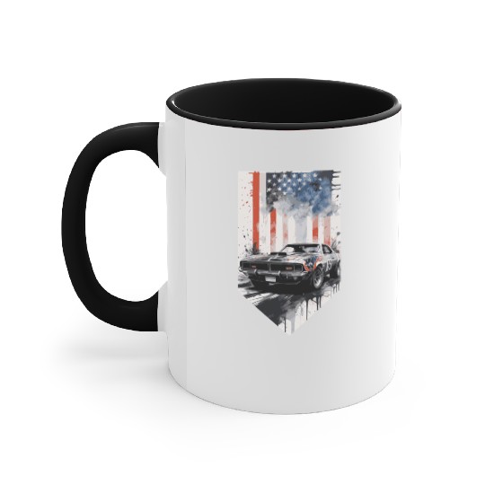 Rev up your patriotism - Muscle car and usa flag Accent Mugs
