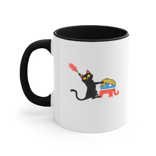 Black cat beating Republicans Trump hair support K Accent Mugs