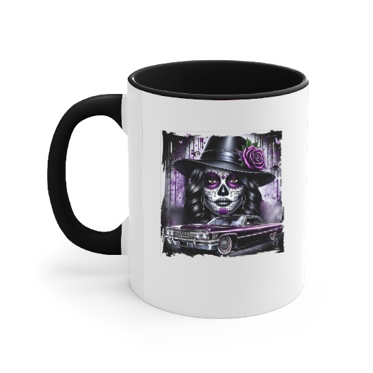 lowrider catrina Sugar skull Accent Mugs