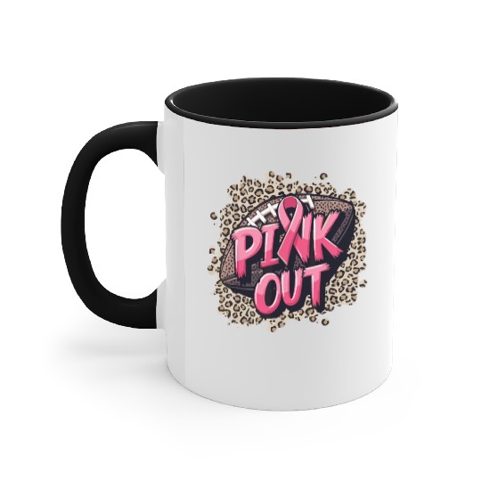 Pink Out Breast Cancer Football Coquette Bow Mom Accent Mugs