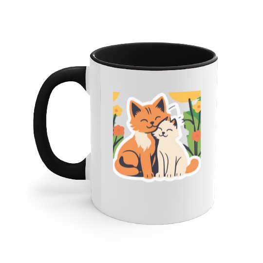 3d cat dou sweet and joyful Accent Mugs