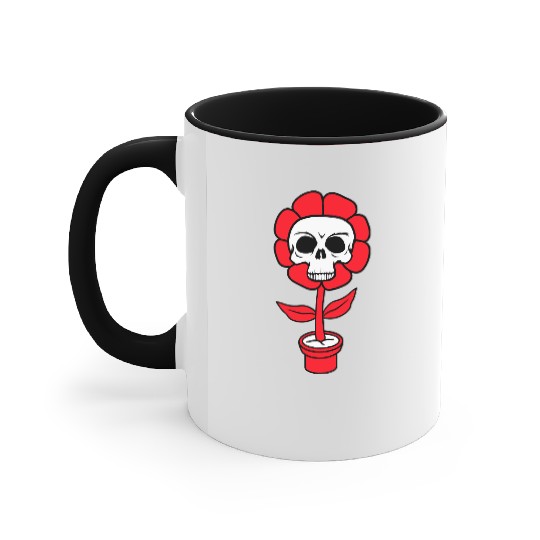 Evil Skull Flower Horror Halloween Skeleton Head Accent Mugs