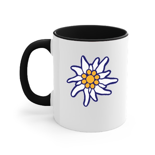 White Alps Edelweiss Flower Mountain Hiking Flower Accent Mugs