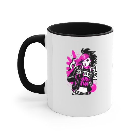 Urban Punk Street Art with Neon Pink Accents Accent Mugs
