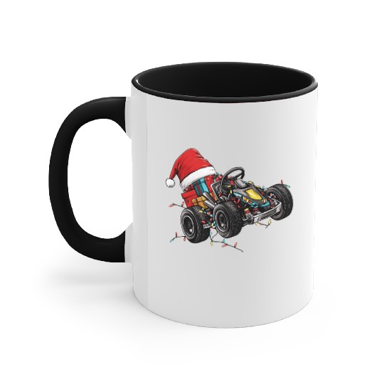 Go Kart Racing Karting Go Kart Racer Christmas Hat Accent Mugs