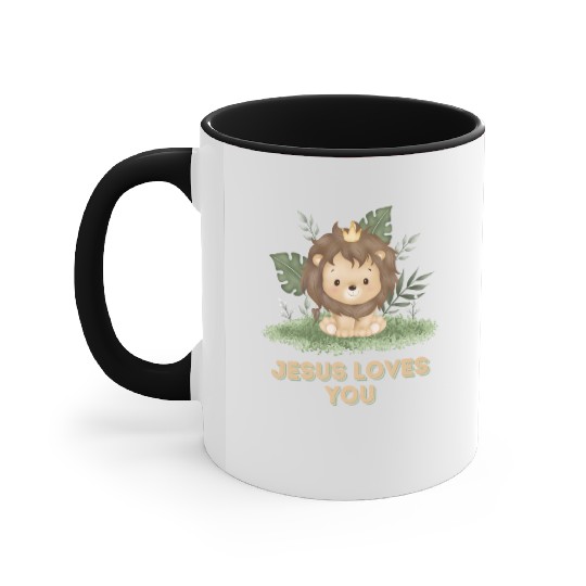 Little Lion King - Jesus Loves You Accent Mugs