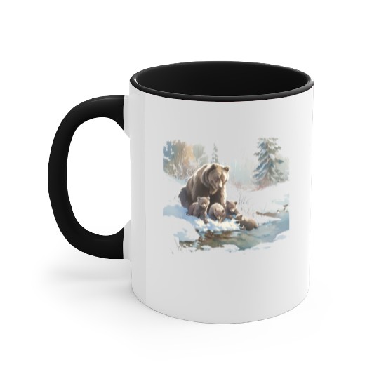Retro 399 Grizzly Bears Wilderness Scene 90s Accent Mugs