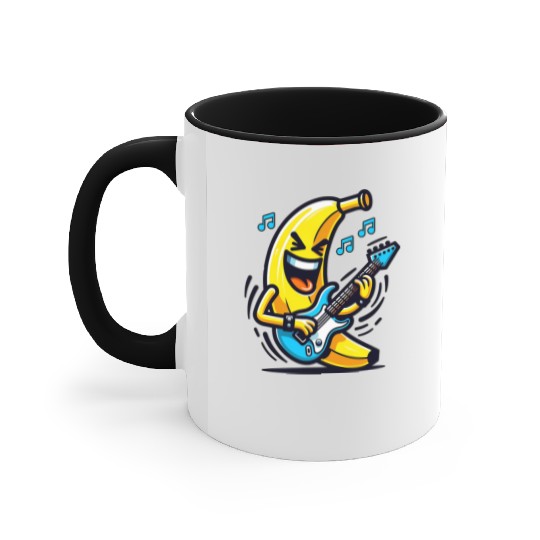 Rockin' Banana with Electric Guitar – Fun Cartoon Accent Mugs