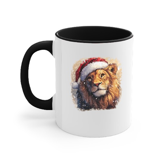 Lion Christmas / Santa Claus Lion Accent Mugs