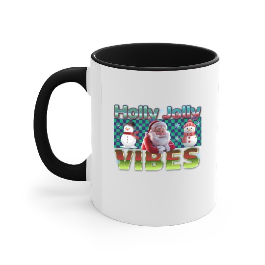 Holly Jolly Vibes Christmas Design Accent Mugs