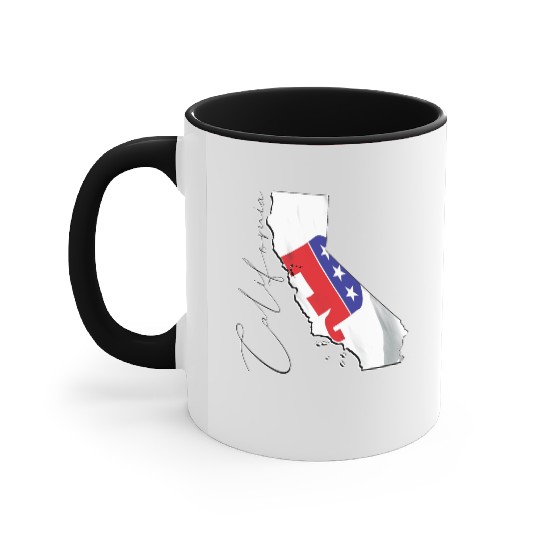 Republican Flag in California State Map CA Accent Mugs