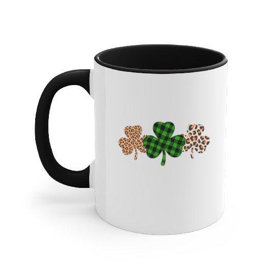 St Patricks Day Lucky Irish Green Plaid Shamrock Accent Mugs
