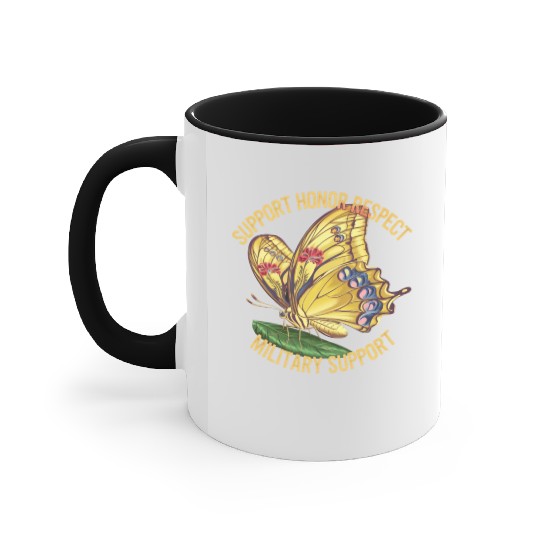 Vibrant Butterfly Design Advocating Military Accent Mugs