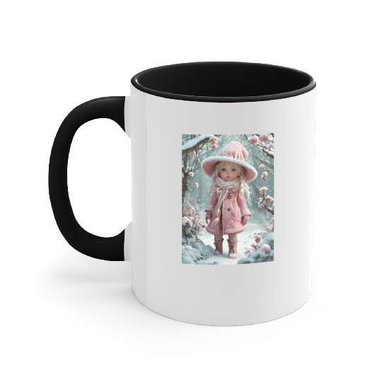 Full body of a realistic sweetness baby chibi girl Accent Mugs