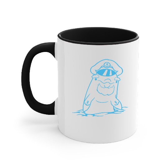 Funny Old Dolphin Ship Captain Cute Cartoon Comic Accent Mugs