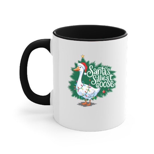 Santa s silliest goose Funny Christmas Family Accent Mugs