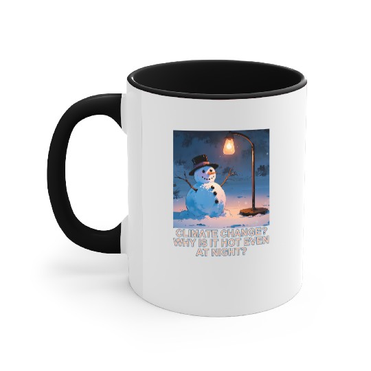 Frosty Snowman Under Street Lights Christmas Accent Mugs