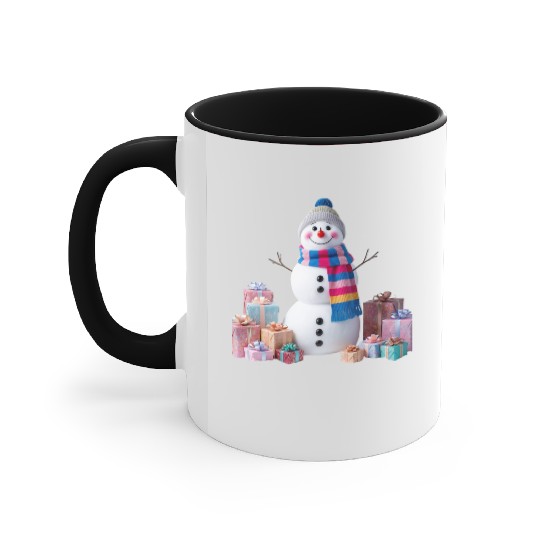 "Festive Snowman Accent Mugs – Pastel Winter Charm