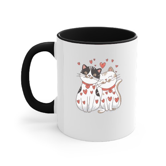 Cat Couple, Valentines, Valentines Day Accent Mugs