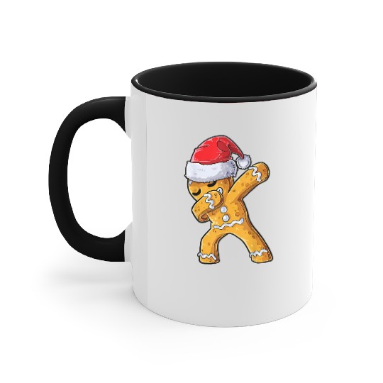 Dabbing Gingerbread Santa Christmas Xmas Cookie Accent Mugs