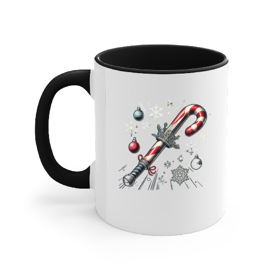 Candy Cane Swordfight: Christmas Battle & Cheer Accent Mugs