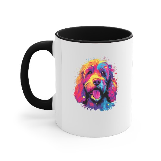 Watercolor Colorful Labradoodle Accent Mugs
