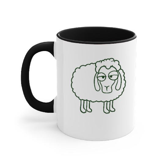 Sheep Tired Bored Look Little Sweet Lamb Bad Mood Accent Mugs