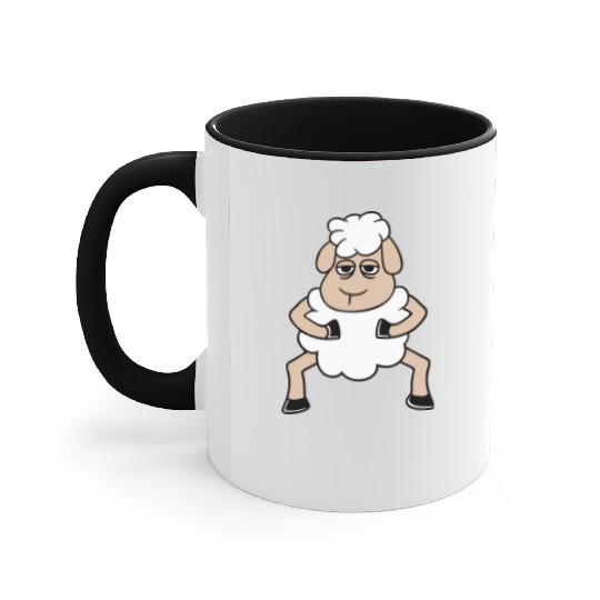 Sheep Tired Bored Look Standing Cute Cool Cartoon Accent Mugs