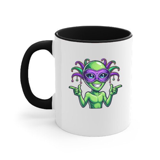 Mardi Gras Alien Cartoon Veggie Fun Accent Mugs