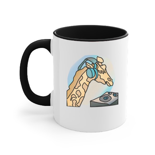 Street Retro Giraffe with Headphones | funny Accent Mugs