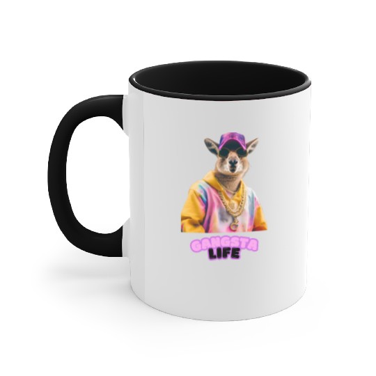 Gangsta life kangaroo Accent Mugs