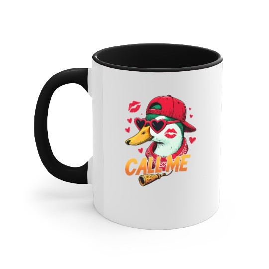 Call Me Duck Valentines Duck Hunting Lover Accent Mugs