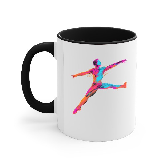 Male Ballet Dancer Synthwave Accent Mugs