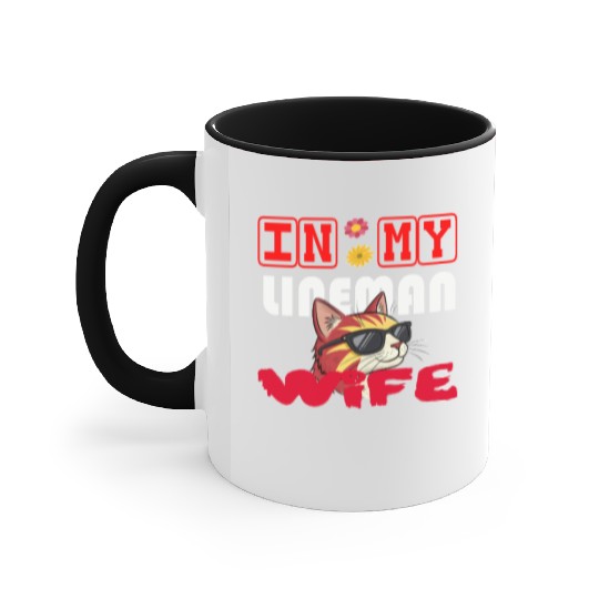 IN MY LINEMAN WIFE CAT FUNNY Accent Mugs