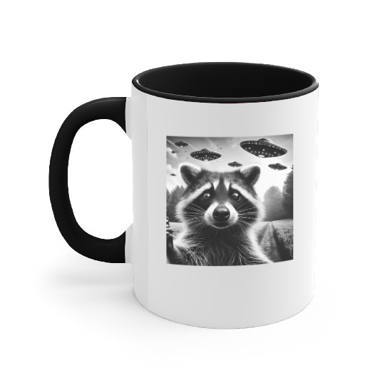 Racoon trash panda Funny Graphic Selfie UFOs Weir Accent Mugs