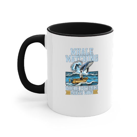 Whale Watching Where Patience Meets Marine Animal Accent Mugs