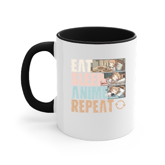 Eat Sleep Anime Repeat Funny Otaku Accent Mugs