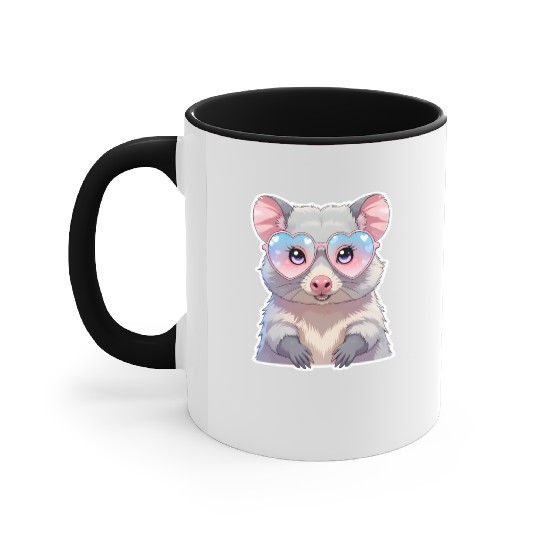 Opossum with glasses Accent Mugs