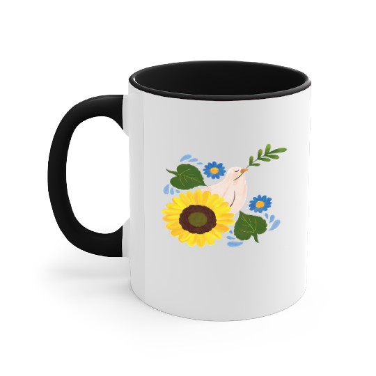Peaceful Bloom - Dove and Sunflower Harmony Accent Mugs