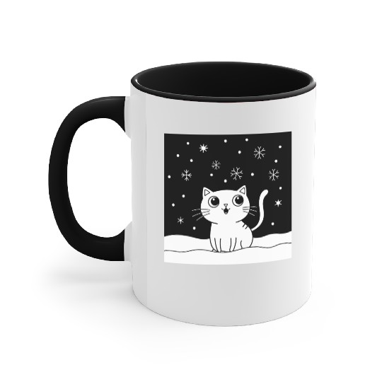 Black and white illustration cute Accent Mugs