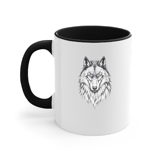 Wolf Face: Majestic and Wild Accent Mugs