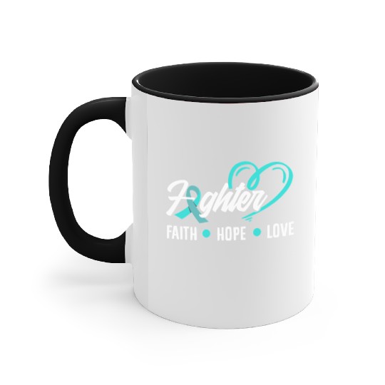 PTSD Awareness Faith Hope Love Fighter Accent Mugs