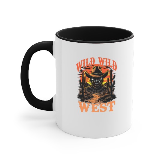 Wild Wild West Cowboy Sunset Accent Mugs