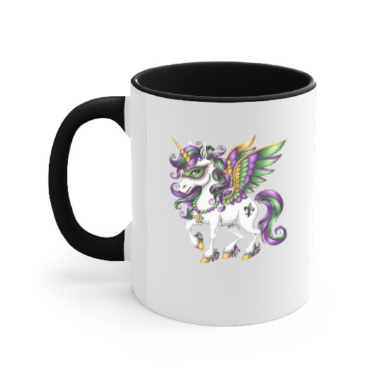 Happy Mardi Gras Unicorn Mask New Orleans Girls Accent Mugs