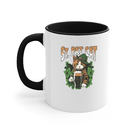 Funny St. Patricks Day Drinking Cat Accent Mugs