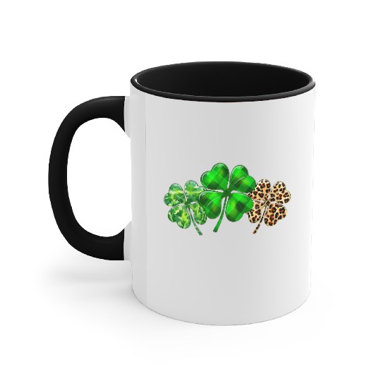 Plaid Shamrock Leopard Camouflage St Patricks Day Accent Mugs
