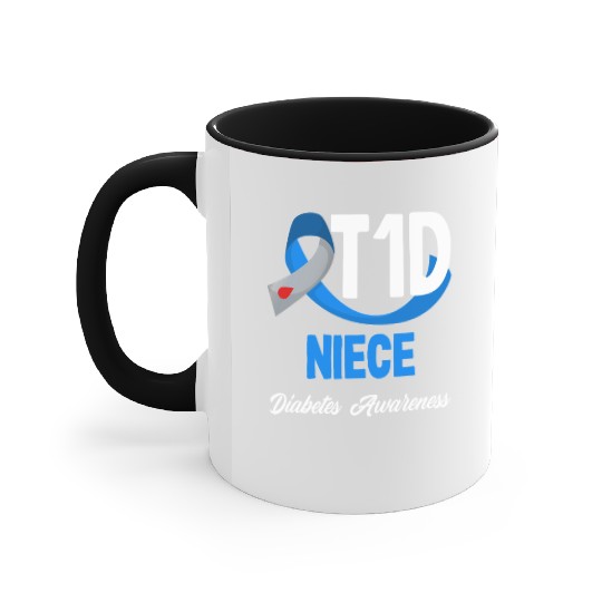 T1D Niece Diabetes Type 1 Awareness Accent Mugs